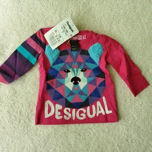 Desigual Infant Girl Cotton Long Sleeve Shirt 6-9 months Pink Wolf Design